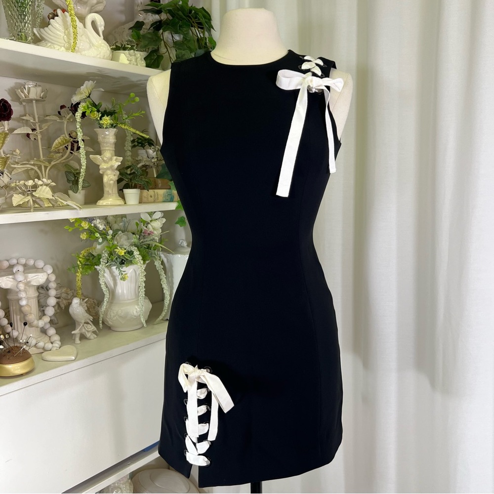 Cinq á Sept Izella Ribbon Detail Dress with White Bow Accents